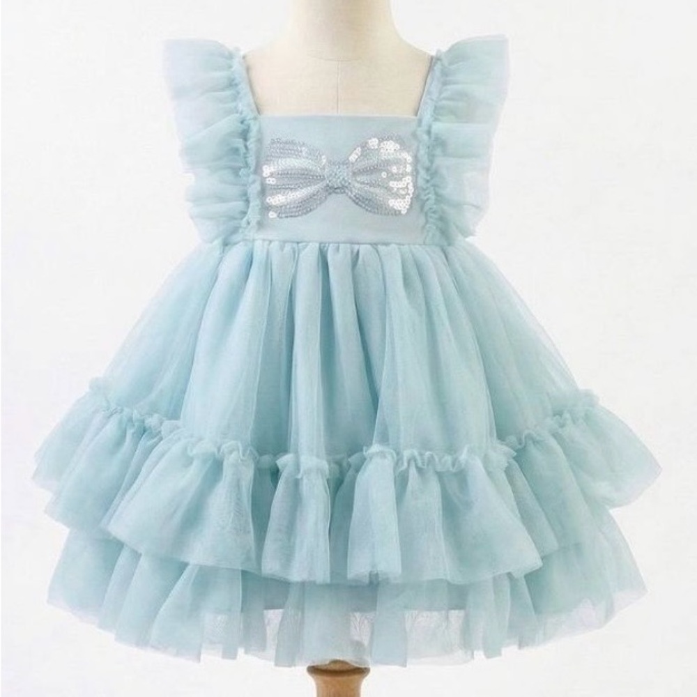 Rachel Zoe Pale Blue Tulle Bow Dress